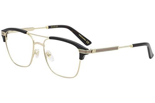 Gucci GG 0241O 002 Gold Black Plastic Rectangle Eyeglasses 54mm