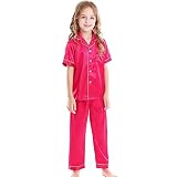 XBKPLO Girls Pajamas 10-12 Toddler Boys Girls Strawberry Print Button Down Short Sleeve Tops and Kid