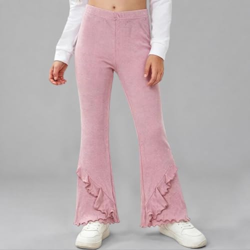 Girls School Uniform Ruffle Flare Pants High Waist Bell Bottom Trousers - image 3