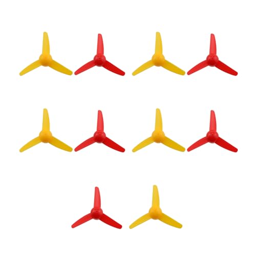TAODAN 10PCS 2mm Shaft Length Red and Yellow Plastic Propellers 3 Blades Suitable for Mini Fans Electric Toys Remote Controlled Boat