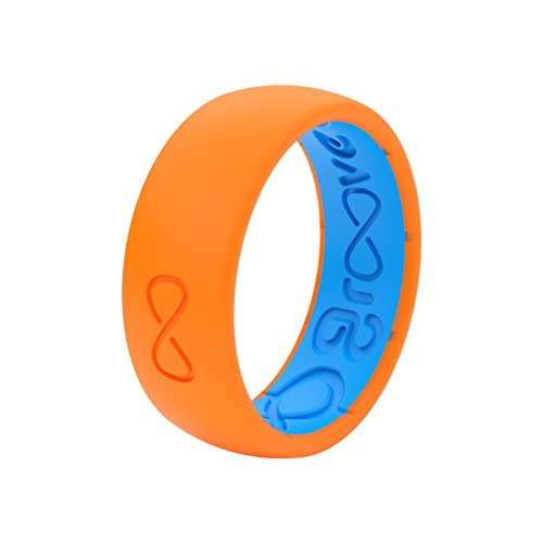Groove Life Solid Blaze Orange/Blue Ring - Breathable Silicone Wedding Rings for Men, Lifetime Coverage, Unique Design, Comfort Fit Ring - Size 10 - Thumbnail 5