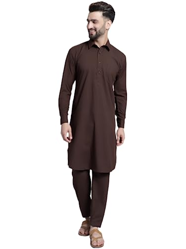 Image of Jompers Men's Cotton Solid Pathani Kurta With Pant