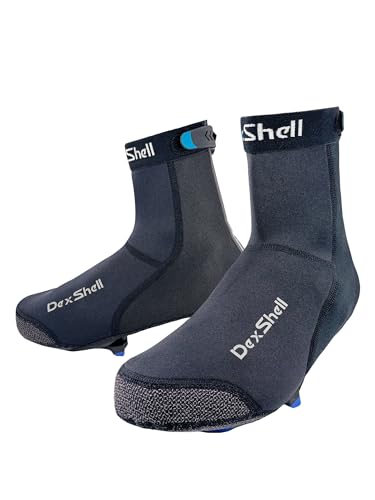 DexShell Heavy Duty Biking Overshoes for Men and Women, Waterproof Neoprene Cycling Shoe Covers for Cold Season, Unisex LG, Black