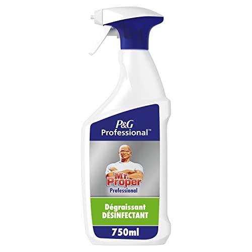 Mr Propre Professional - Dégraissant Désinfectant Spray 750ml - Nettoie et désinfecte en un geste, Ultra performant, Tue 99,99% des bactéries en 15 secondes, Agréé contact alimentaire