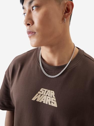 Image of The Souled Store Official Star Wars: Dark Side Men and Boys Round Neck Short Sleeve Brown Graphic Print Oversized Fit T-Shirts Oversized T Shirts for Men Cotton Casual Half Sleeves Baggy Loose Fit