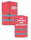 Personalisierte Warnweste für Erwachsene mit eigenem Text - EN ISO 20471 zertifizierte Sicherheitsweste - Reflektierende Fahrradweste für Herren & Damen - Auto & Fahrrad Warnwesten - Pink XL/XXL