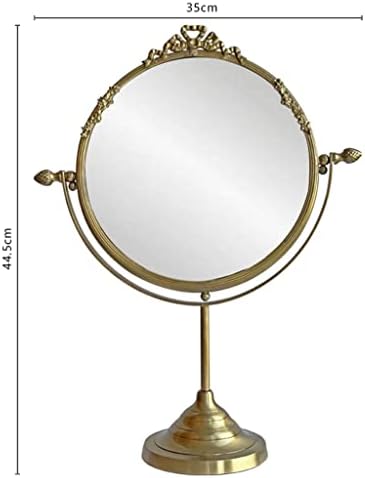 European Retro Brass Handle Mirrors Desktop Dressing Makeup Gift image 5