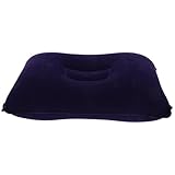 HEANUJJ Almohada Inflable para Exteriores Tamaño Grande 43x27 Cm, Material PVC Superficie de Felpa, Almohada Engrosada Portátil para Camping, Viajes y Siesta en Oficina, Color Azul Oscuro