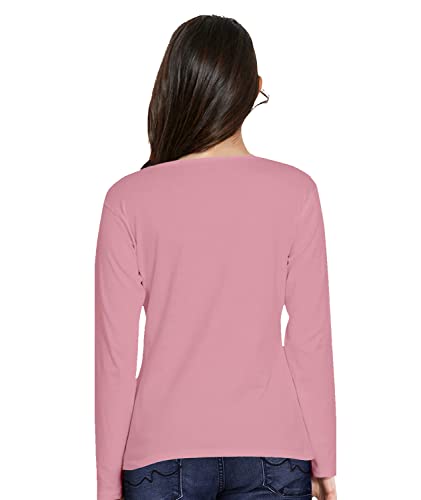Image of Pooplu Women's Regular Fit Plain V Neck Full Sleeves Multicoloured 100% Cotton Pootlu T Shirt. Stylish, Casual Tshirts
