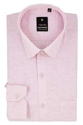 Image of 7-DAYS Premium Men's Formal Shirts - Cotton Rich, Textured Self-Design, Full Sleeve, Regular Fit, Wrinkle Resistant, with Pocket - Perfect for Office