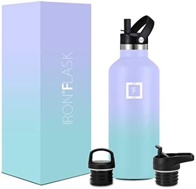 IRON °FLASK Sports Water Bottle - 32 oz, 3 Lids (Straw Lid) - Leak Proof, Durable Double Walled Stainless Steel - Gym Bottles for Men, Women & Kids - Insulated Thermos, Hot & Cold Hiking Canteen