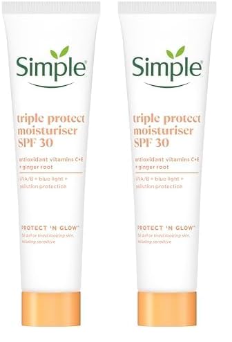 Image of Simple Protect 'N' Glow Triple Protect Moisturiser SPF 30, 40ml (Pack of 2)