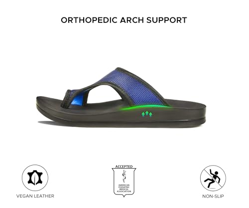 Image of AEROTHOTIC Comfortable Flip Flops for Women with Arch Support Soft Padded Mesh Straps with Breathable Footbed Slip On Footwear Indoor Outdoor Travel Beach walking Sandals Women