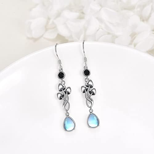 VENACOLY Earrings Lotus/Tulips Flower/Viking Horse/Mushroom Sterling Silver Dangle Drop Moonstone/Turquoise Jewellery Birthday Valentines Mother's Day Gifts for Women