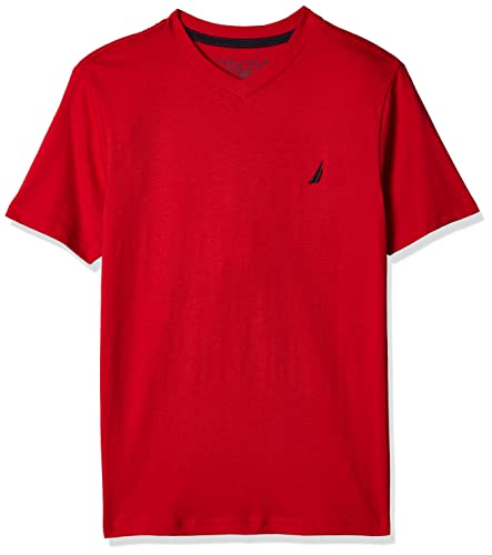 Ropa Para Niño, Softlines Private Label Nautica - Playera de Manga Corta con Cuello en V para niño, Legacy Carmine, 14-16
