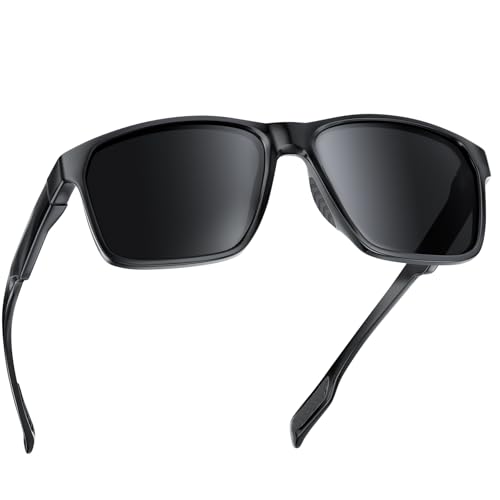 BONDDI Sonnenbrille für Herren Damen, Polarisierte Sonnenbrille mit UV400, TR90-Rahmen für Laufen, Autofahren und Andere Outdoor-Sportaktivitäten (Schwarz)