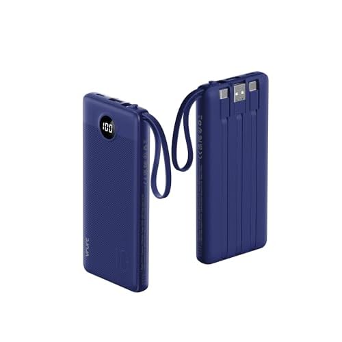 VRURC Portable Charger for iPhone, USB C Power Bank 10000mAh, Slim Travel Battery Pack Built in Cables & Lanyard, 5 Output 2 Input Portable Phone Charger for iPhone 17 16 15 14 13, Samsung-N