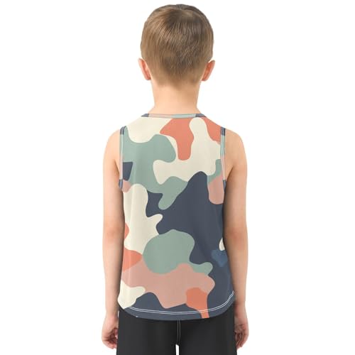 Boys Tank Top Shirts Camouflage Colored Sleeveless T-Shirts Crew Neck for Kids Clothing Children3