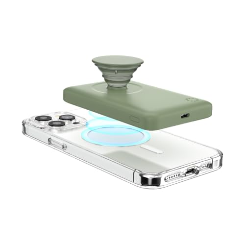 Image of PopSockets PowerPack for MagSafe, Magnetic Power Bank, Portable Phone Charger, White - Eucalyptus