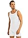 LiiYii Men's One Piece Boxers Leotard Short Tank Stretch Bodysuit Sportswear Undershirts Jumpsuit White X-Large
