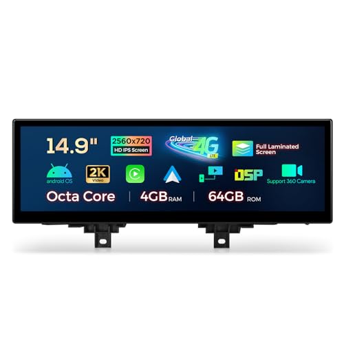 XTRONS 14.9 Inch Android 14 Car Stereo for BMW F30/F31/F32/F33/F34/F35/F36 from 2018 NBT EVO iDrive 5.0/6.0, 2K IPS Touch Screen 4+64GB Global 4G Car Radio Support Wireless CarPlay Android Auto