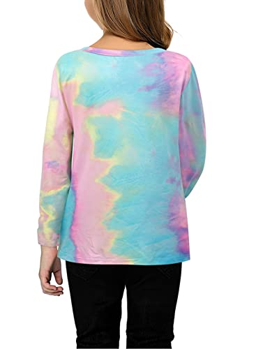 Image of Ecokauer Girls Casual Tunic Tops Knot Front Long Sleeve Loose Soft Blouse T-Shirt Size 4-13