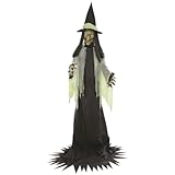 Riethmüller Animatronic XXL Bruja 300 cm – Decoración Interior de Halloween – Fiesta, Figura gótica de tamaño Natural – Animada, Ojos Brillantes, Cabeza giratoria, Sensor de Sonido y Movimiento – 3