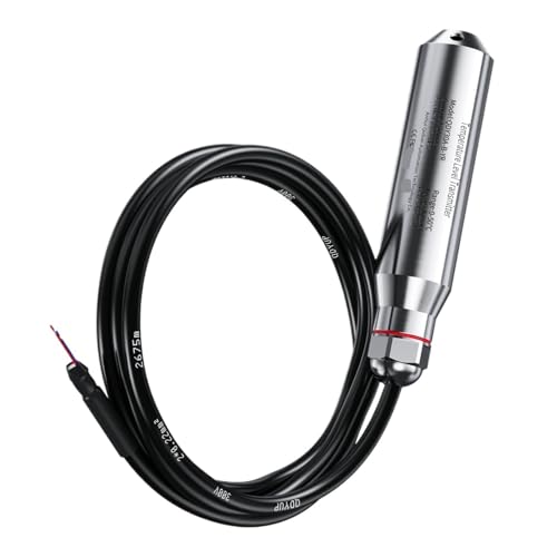 CUURZQPH 0-50℃ SS304 IP68 Industrial Submersible Temperature Transmitter 1M 5M 10M to 4-20mA Temperature Water Level Sensor(4-20mA 0-40C,10m Range Cable)