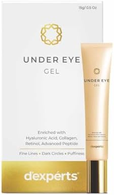 Brinton d’experts Under Eye Gel with Hyaluronic Acid, Collagen, Retinol & Advanced Peptides | Reduces Dark Circles, Puffiness & Fine Lines | Suitable for All Skin Types | 15 g