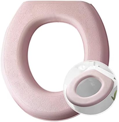 Toilet Seat Warmer, Elongated Toilet Seat Cover, Padded Toilet Seat Cushion, O-shaped Washable or Portable Toilet Lid Tank Cover.(Sakura Powder 2 Pcs)