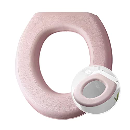 Toilet Seat Warmer, Elongated Toilet Seat Cover, Padded Toilet Seat Cushion, O-Shaped Washable Or Portable Toilet Lid Tank Cover.(Sakura Powder 2 Pcs) #TOP2