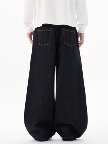 Men's Jeans Spring Autumn American Retro Blue Denim Wide Leg Long Pants for Men4