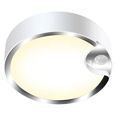Yurnero Battery Operated Motion Sensor Light Indoor 80 LED Closet Lights Battery Powered Lamp with 400LM 3200K 7.8 inch Wireless Ceiling Light for Closet Stair Hallway Shower Shed Garage Pantry Cover