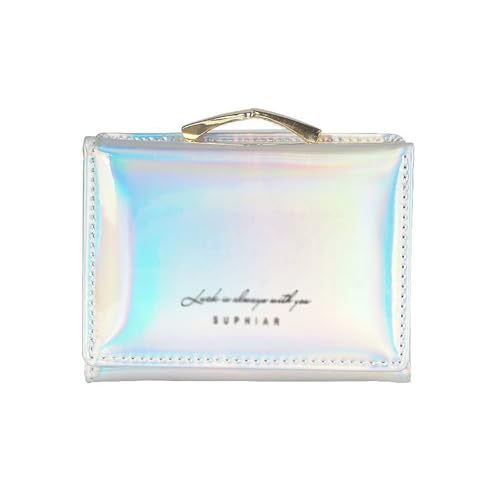 Fashion Women Trifold Wallet Shiny Holographic Ladies Girls Purese Clutch Coin Pocket Card Holder Organizer