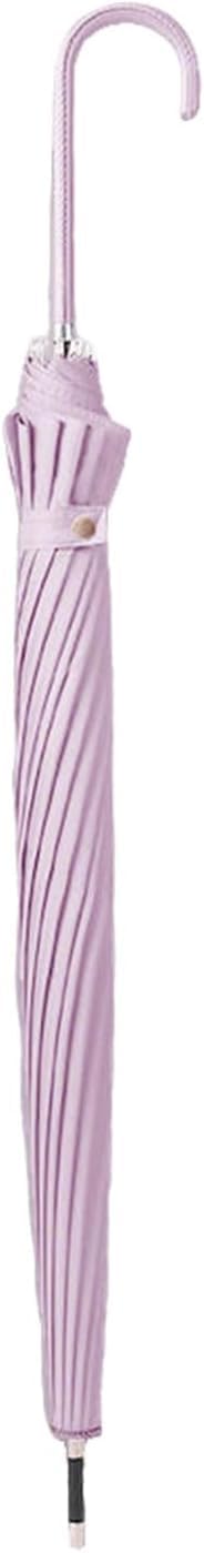 Paraguas Pequeño Fresh De 16 Varillas con Mango Largo Automático, Paraguas Grande De Poste Recto para La Lluvia, Paraguas De Viaje Resistente Al Viento. Purple