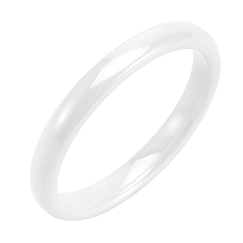 Women's 2MM 3MM Ceramic Ring Rhombic Cut Faceted Domed Design Engagement Wedding Band Comfort Fit Black, Blue, Pink, White