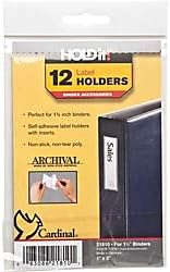 Cardinal HOLDit! Self-Adhesive Binder Label Holders, 1 x 3 Inches, Clear, 12 Label Holders and Inserts per Bag (21810)