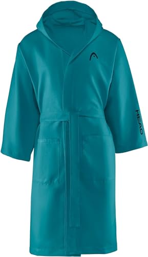 SWEET HOME Unisex Flauschig Head Active Damen und Herren, mit Kapuze und Taschen, Leichter Bademantel aus Mikrofaser, schnell trocknend, weich, saugfähig und platzsparend, Größe L, Octane Blue, L