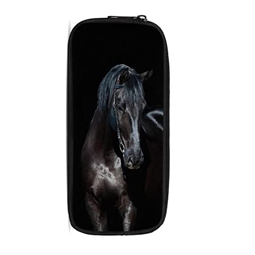STUOARTE Grande trousse à crayons de grande capacité pour le bureau, l'école, la papeterie, les cosmétiques, les enfants, les adultes, les femmes et les hommes, Imprimé cheval bronze, Sac à chaussures Cover