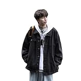 BERCIELY Men Casual Jacket Graffiti Print Denim Men Jacket Youth Classic All-Match Personality Long Sleeve Men Jacket Fashion Comfortable Vintage Men Jacket A-Black L