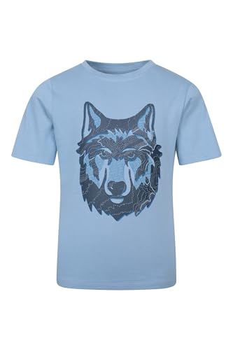 Mountain Warehouse Wolf Kids Tee - UV Protection, Lightweight, Boys & Girls - Summer Outdoors & Exploration Blue Kids Size 3-4 Years