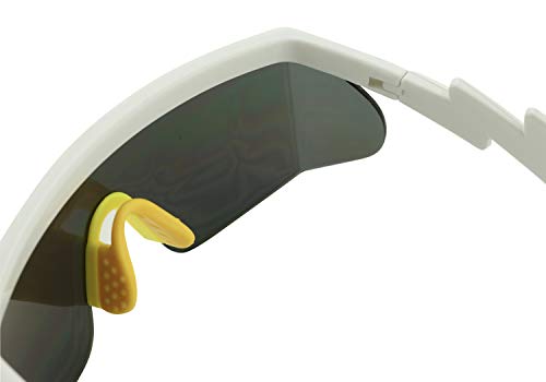 Image of ShadyVEU Semi Rimless Neon Rainbow Sunglasses Mirrored Lens UV Protection 80s Retro Rave Shades Crooked ZigZag Bolt Arm