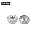 uxcell 100Pcs #10-32 Nylon Insert Hex Lock Nuts, 304 Stainless Steel Self-Locking Nylon Insert Stop Nut for Industrial Construction Fasteners, Silver&Blue