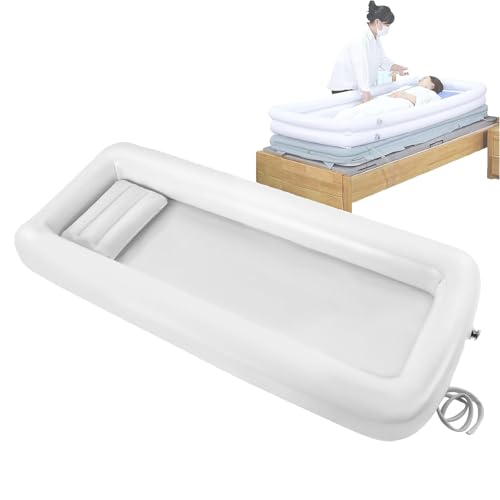 Vdhfgso Bañera Inflable for bañarse en la Cama - Kit de Ducha con Almohada de Aire for el Cuidado de Personas Mayores, discapacitadas y Pacientes posoperados