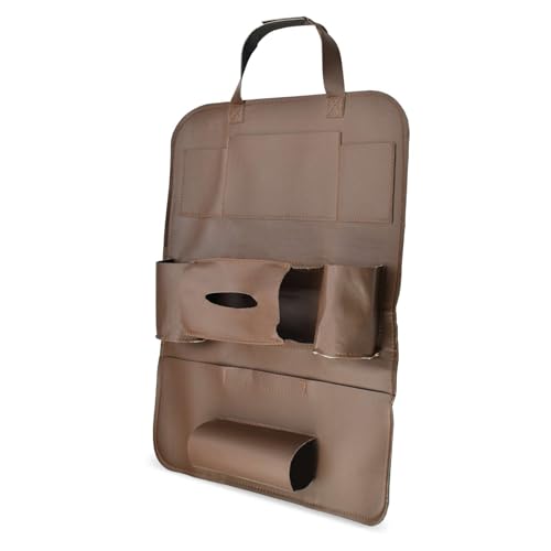JDMBESTBOY Brown Universal Car Back Seat Organizer with Larger Protection & Storage - Holder, Reinforced Corners to Prevent Sag, Eco Friendly Materials - Great Travel Accessory for Kids