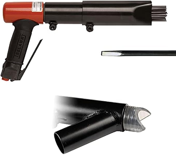 CS Unitec | 3BPG Needle Scaler with Vacuum Shroud | 28 Needle Air Chisel | Professional Grade 2200 BPM Pistol Grip | Air Power 8 CFM - 133.3199 VS