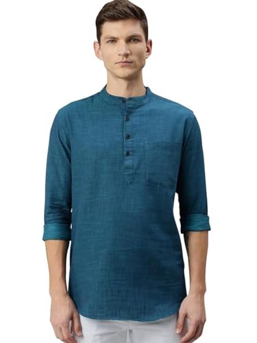 Image of KRYPTIC Men Solid Full Sleeve Regular Shirt Kurta