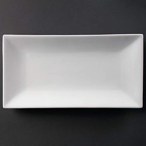 Olympia Whiteware Serving Rectangular Platter 380mm - Porcelain Trays for Appetizer, Side Dishes, Oven and Dishwasher Safe CC896