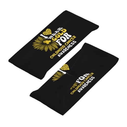 I Wear Gold for Childhood Cancer Awareness Adjustable Sports Headband Moisture Wicking Sweatband for Running Workout4