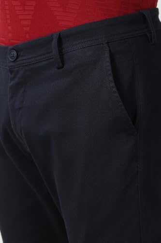 Image of Peter England Men's Slim Fit Stretchable Casual Trousers | Office & Everyday Wear | Comfortable & Smart Look